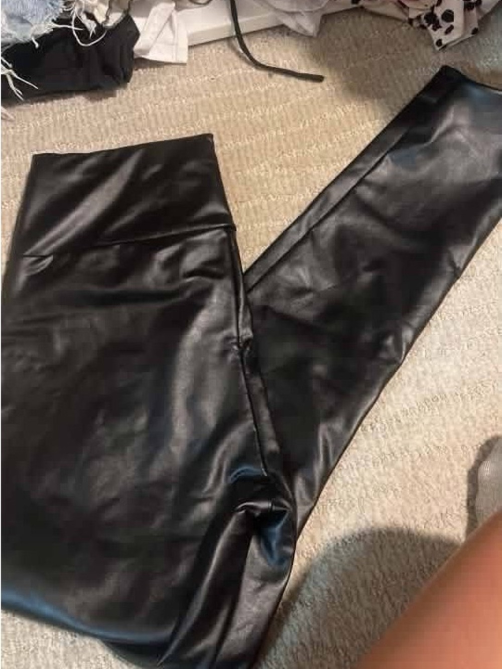 SHEIN Black Faux Leather High-Rise Leggings
